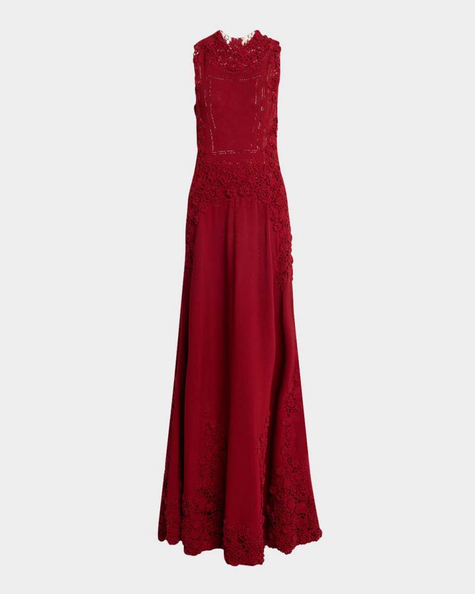 Genoveva Crochet Floral Knit Sleeveless Maxi Dress
